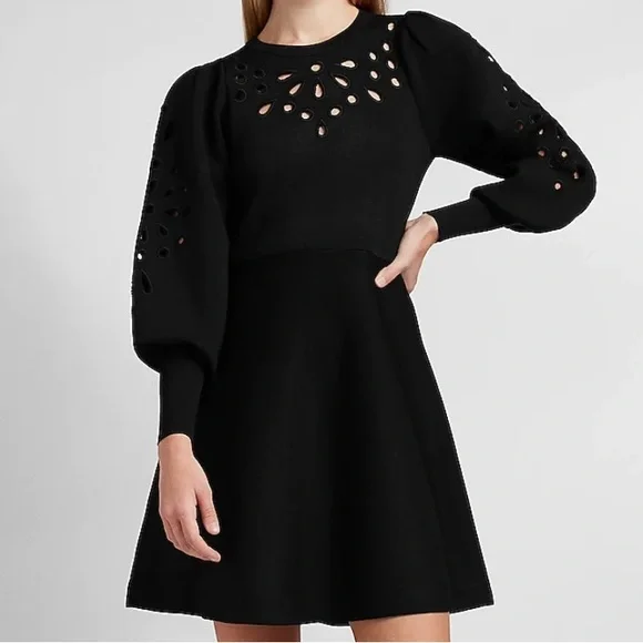 Express | Dresses | Express Eyelet Lace Fit And Flare Sweater Dress Size Small Like New | Poshmark Express | Dresses | Express Eyelet Lace Fit And Flare Sweater Dress Size Small Like New | Poshmark